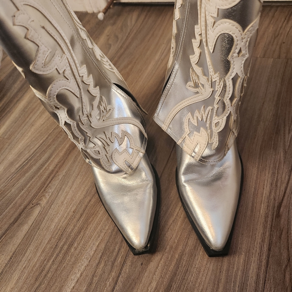 AZALEA WANG Esperanza Metallic Western Boot size 8.5 - Picture 4 of 5
